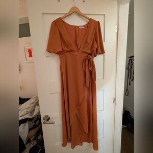 Elegant Rust Orange Wrap Dress